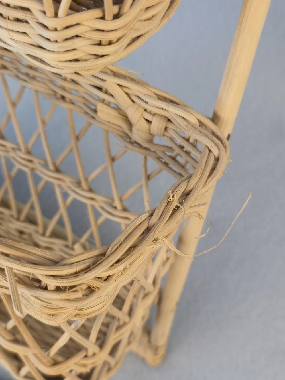 Vintage Interpur Woven Rattan 3 Tier Wall Hanging Mail Sorter Basket